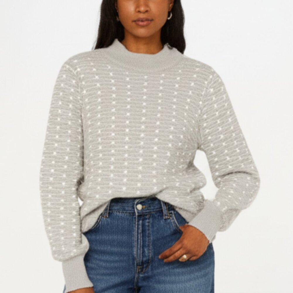 Love Scarlett Super Soft Sweater Gray White Geometric Pattern Womens Size Small